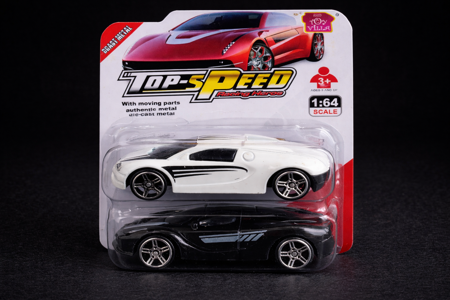 1:64 scale metal car pair (White and Black)