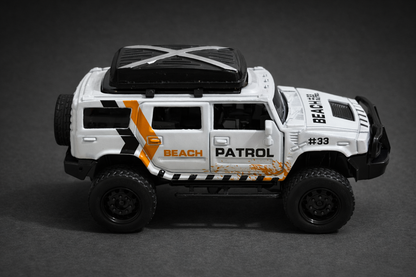Hummer H2 "Beach Patrol" diecast car model 1:36 scale.