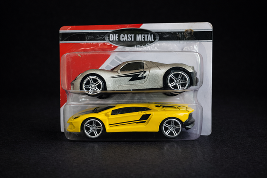 1:64 scale metal car pair (Yellow and Silver)
