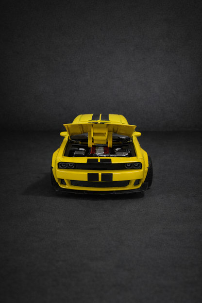 Dodge Challenger- Metal diecast 1:36 scale yellow with black.