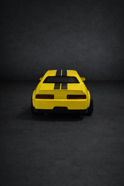 Dodge Challenger- Metal diecast 1:36 scale yellow with black.
