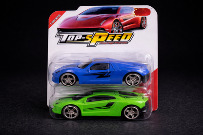1:64 scale metal car pair (Blue and Green)